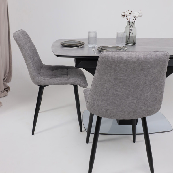 Изображение товара Обеденный стол Аврора Нотр Дам Moderne 140-180x850 (камень серый Greys Grey/черный матовый)