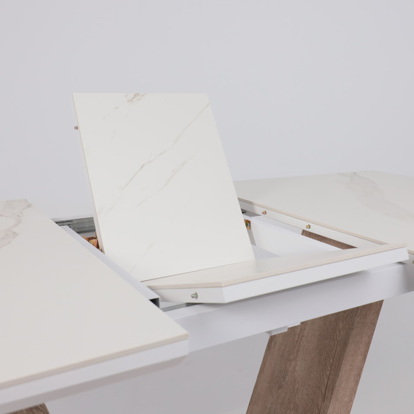 Изображение товара Обеденный стол Аврора Торонто 140-171.5x80 (камень белый Greys white/Ель умбра)