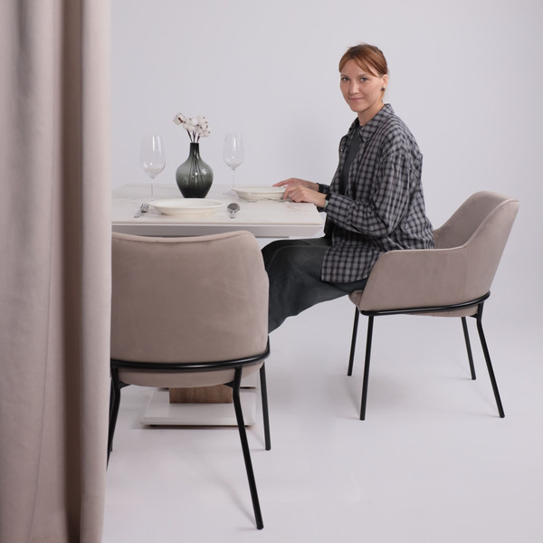 Изображение товара Обеденный стол Аврора Торонто 140-171.5x80 (камень белый Greys white/Ель умбра)