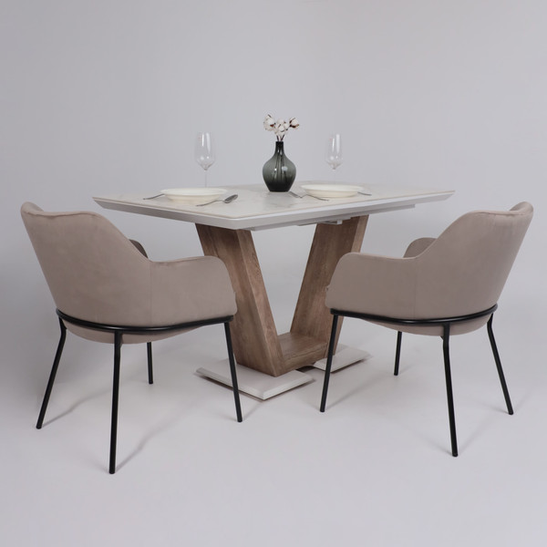 Изображение товара Обеденный стол Аврора Торонто 140-171.5x80 (камень белый Greys white/Ель умбра)