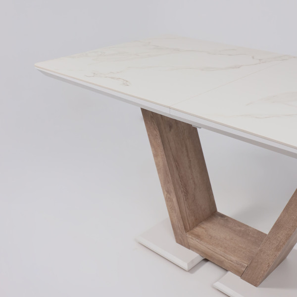 Изображение товара Обеденный стол Аврора Торонто 140-171.5x80 (камень белый Greys white/Ель умбра)