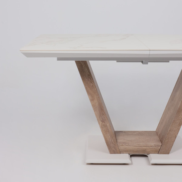 Изображение товара Обеденный стол Аврора Торонто 140-171.5x80 (камень белый Greys white/Ель умбра)