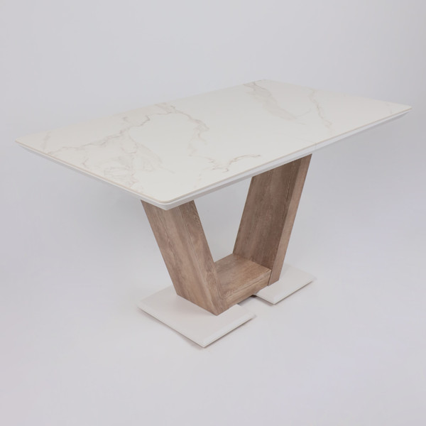 Изображение товара Обеденный стол Аврора Торонто 140-171.5x80 (камень белый Greys white/Ель умбра)