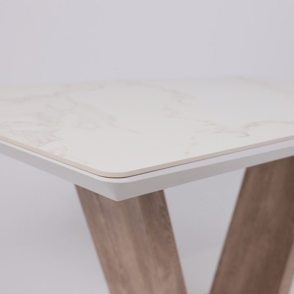 Изображение товара Обеденный стол Аврора Торонто 140-171.5x80 (камень белый Greys white/Ель умбра)