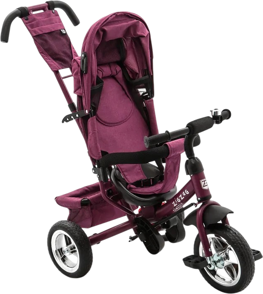 Изображение товара Трехколесный велосипед с ручкой ZigZag Classic 10/8 5588 / 33548 (бордовый, разобранный, в коробке)