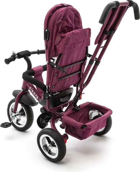 Изображение товара Трехколесный велосипед с ручкой ZigZag Classic 10/8 5588 / 33548 (бордовый, разобранный, в коробке)