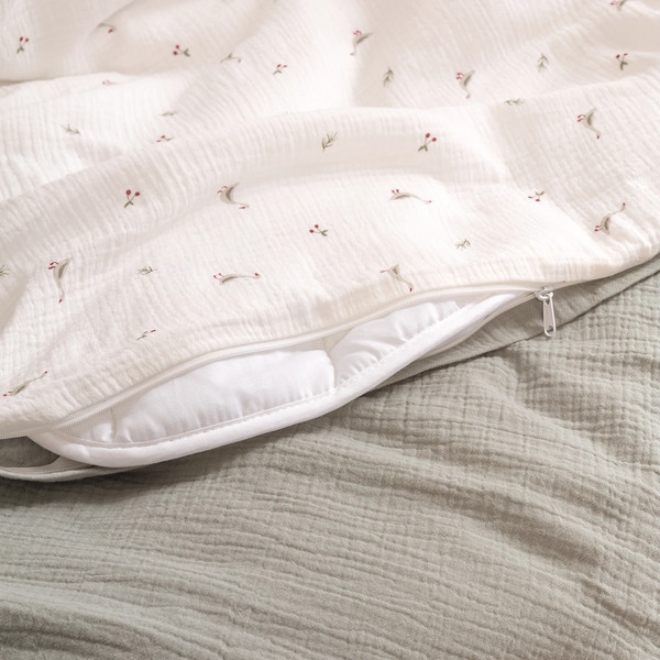 Изображение товара Комплект постельный для малышей Perina Muslin / КПБ3-М.1.22х2.8 (гуси/шалфей)