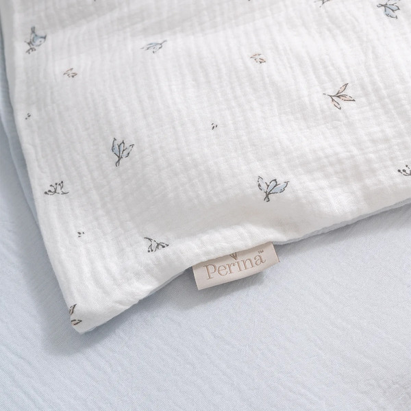 Изображение товара Комплект постельный для малышей Perina Muslin / КПБ3-М.1.23х2.9 (птички/голубая пастель)