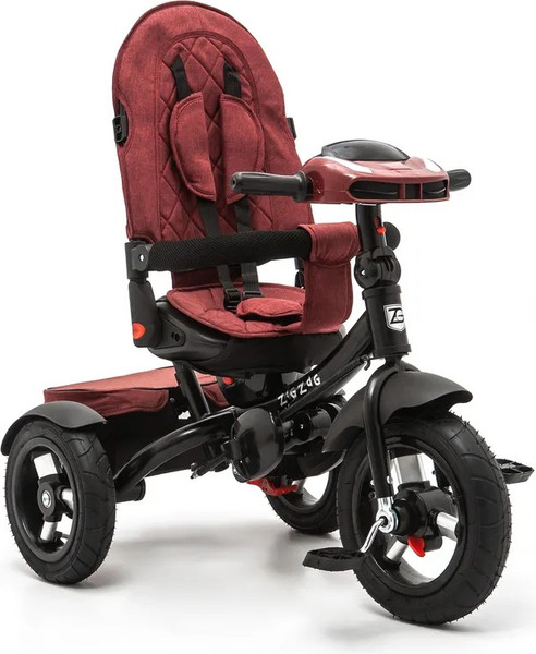 Изображение товара Трехколесный велосипед с ручкой ZigZag Lux 12/10 5099 / 33552 (красный, разобранный, в коробке)