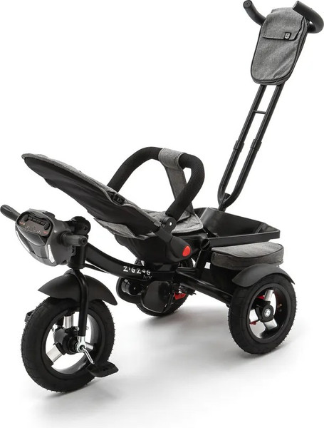 Изображение товара Трехколесный велосипед с ручкой ZigZag Lux 12/10 5099 / 33554 (серый, разобранный, в коробке)