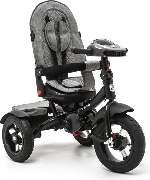 Изображение товара Трехколесный велосипед с ручкой ZigZag Lux 12/10 5099 / 33554 (серый, разобранный, в коробке)