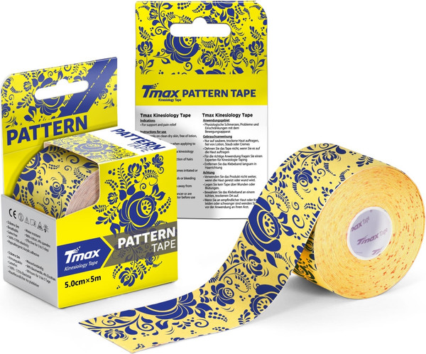 Изображение товара Кинезио тейп Tmax Pattern Gzhel3 / 423432 (гжель/желтый)