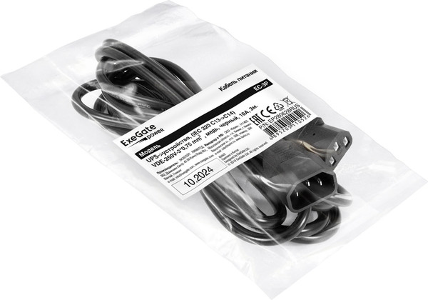 Изображение товара Кабель ExeGate Power EC-3P-C13-C14 3x0.75Cu / EP280628RUS (3м)
