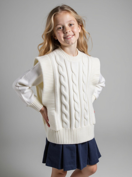 Изображение товара Жилет детский Amarobaby Pure Love School Vogue / AB-OD25-PLSVG1001/33-152 (р.152, молочный)