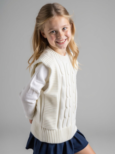 Изображение товара Жилет детский Amarobaby Pure Love School Vogue / AB-OD25-PLSVG1001/33-152 (р.152, молочный)