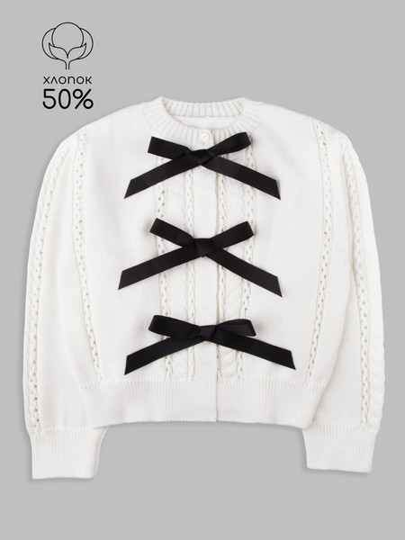 Изображение товара Кофта детская Amarobaby Pure Love School Lady / AB-OD25-PLSL1901/00-134 (р.134, белый)