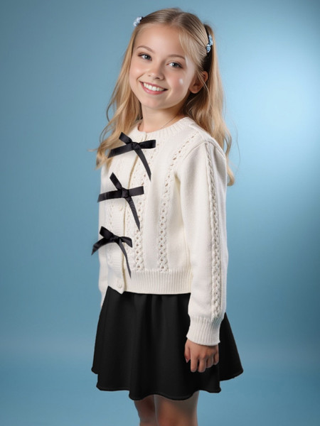 Изображение товара Кофта детская Amarobaby Pure Love School Lady / AB-OD25-PLSL1901/00-134 (р.134, белый)