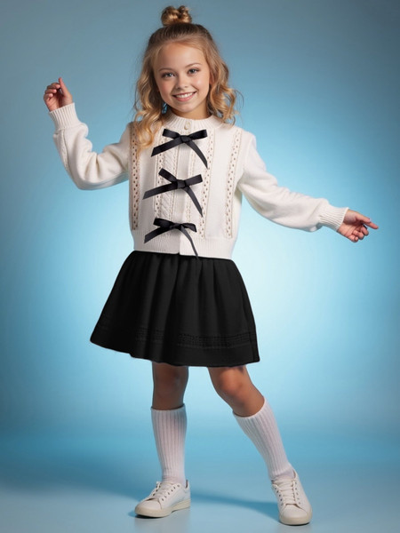 Изображение товара Кофта детская Amarobaby Pure Love School Lady / AB-OD25-PLSL1901/00-140 (р.140, белый)