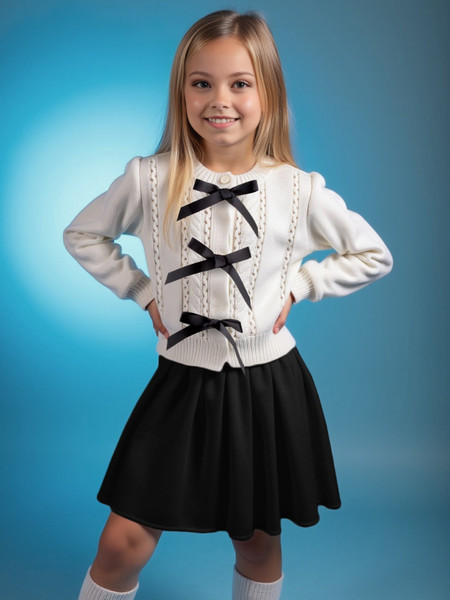 Изображение товара Кофта детская Amarobaby Pure Love School Lady / AB-OD25-PLSL1901/00-140 (р.140, белый)