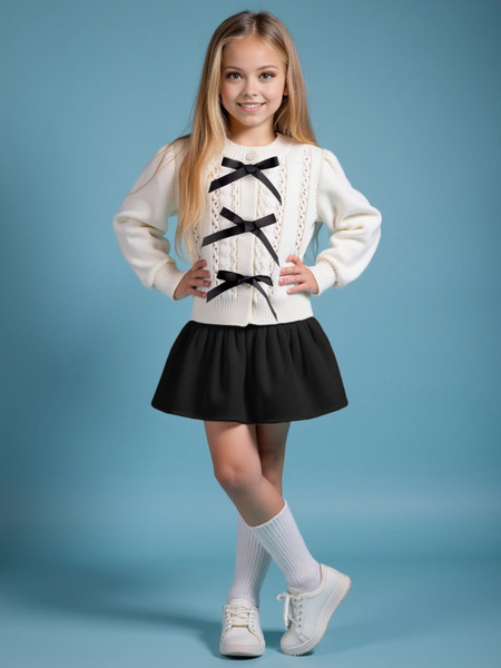 Изображение товара Кофта детская Amarobaby Pure Love School Lady / AB-OD25-PLSL1901/00-140 (р.140, белый)