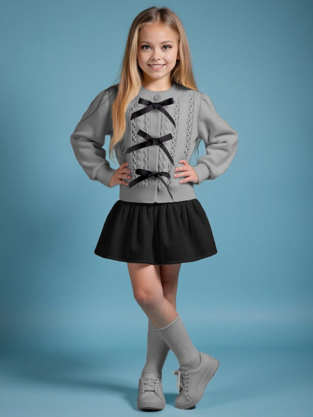 Изображение товара Кофта детская Amarobaby Pure Love School Lady / AB-OD25-PLSL1901/11-128 (р.128, серый)