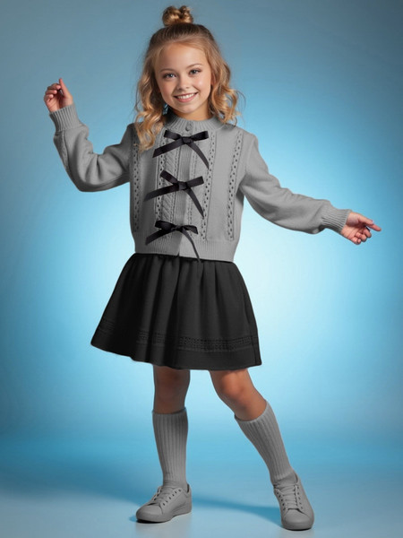 Изображение товара Кофта детская Amarobaby Pure Love School Lady / AB-OD25-PLSL1901/11-134 (р.134, серый)