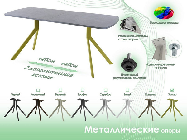 Изображение товара Обеденный стол AMC Elite Е18(1200) D2 (золото/бетон чикаго светло-серый)