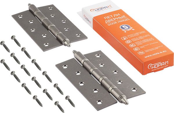 Изображение товара Петля дверная Нора-М 5"-4ВВ СНР 125x75x2.5 универсальная (застаренное серебро)