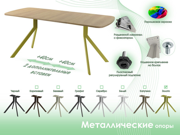 Изображение товара Обеденный стол AMC Elite Е18(1100) D2 (золото/дуб небраска натур)