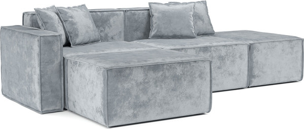 Изображение товара Диван угловой Mebel-Ars Модульный Модион (велюр серый Plush OWV-11)