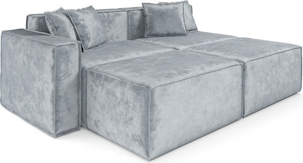 Изображение товара Диван угловой Mebel-Ars Модульный Модион (велюр серый Plush OWV-11)