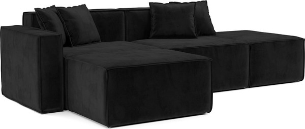 Изображение товара Диван угловой Mebel-Ars Модульный Модион (велюр черный HB-178/17)