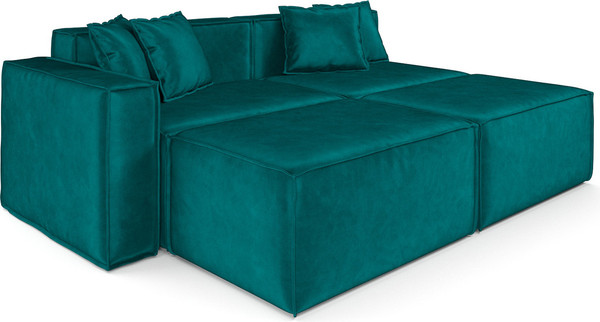 Изображение товара Диван угловой Mebel-Ars Модульный Модион (бархат сине-зеленый Star Velvet 43 Black Green)