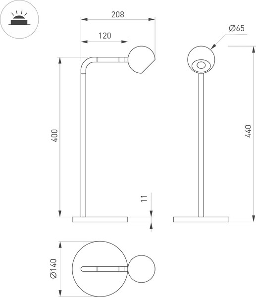 Изображение товара Настольная лампа Arlight SP-OTTORI-TAB-6W Warm3000 BK 30deg / 051020
