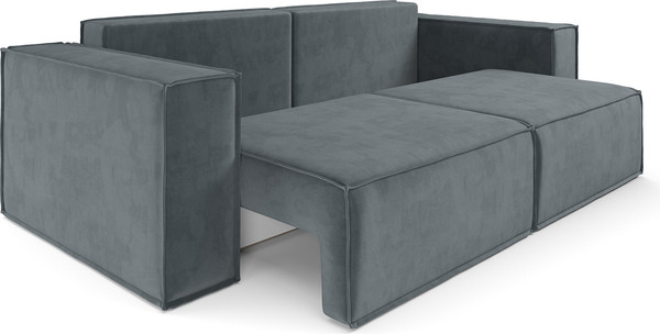 Изображение товара Диван Mebel-Ars Еврокнижка Эмби (велюр серо-синий HB-178/26)