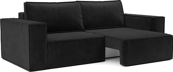 Изображение товара Диван Mebel-Ars Еврокнижка Эмби (велюр черный HB-178/17)