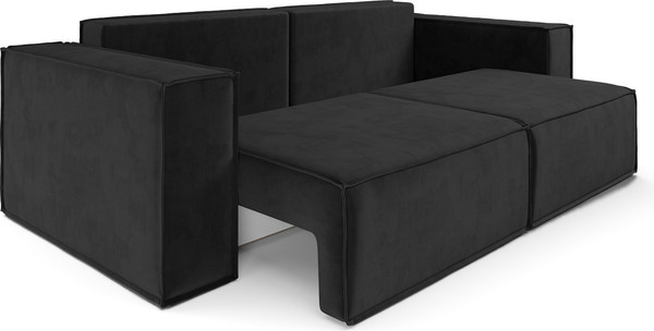 Изображение товара Диван Mebel-Ars Еврокнижка Эмби (велюр черный HB-178/17)