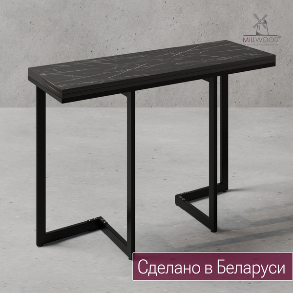 Изображение товара Обеденный стол Millwood Арлен 1 110х38/76х76 (мрамор неро/металл черный)