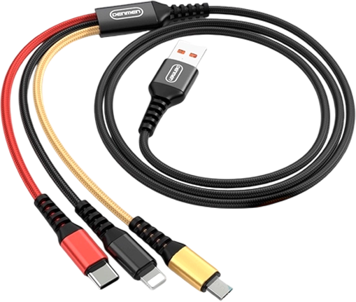 Изображение товара Кабель Denmen D02E 3в1 (1м, черный)