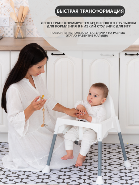 Изображение товара Стульчик для кормления VipBaby 3в1 Loft Lux  (White)