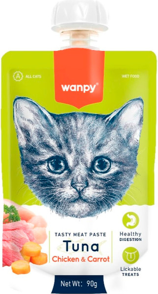 Изображение товара Лакомство для кошек Wanpy Мясное пюре из тунца (90г)