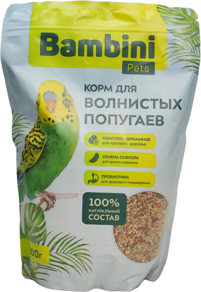 Изображение товара Корм для птиц Bambini Pets Для волнистых попугайчиков (800г)