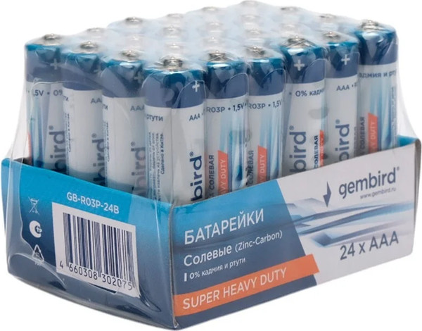 Изображение товара Комплект батареек Gembird GB-R03P-24B (24шт)