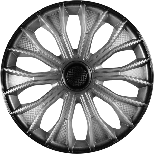 Изображение товара Набор колпаков LION Волтек 15" карбон пруж. LW1546 (2шт, серебристо-черный)