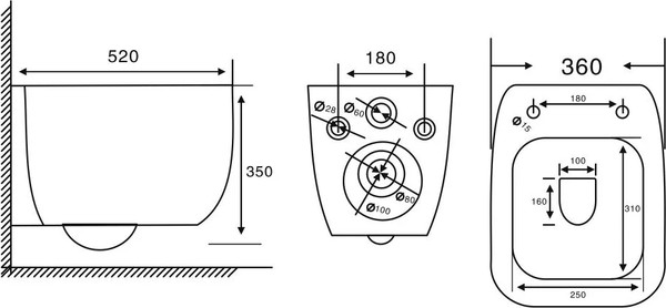Изображение товара Унитаз подвесной Abber Rechteck AC1217 (белый)