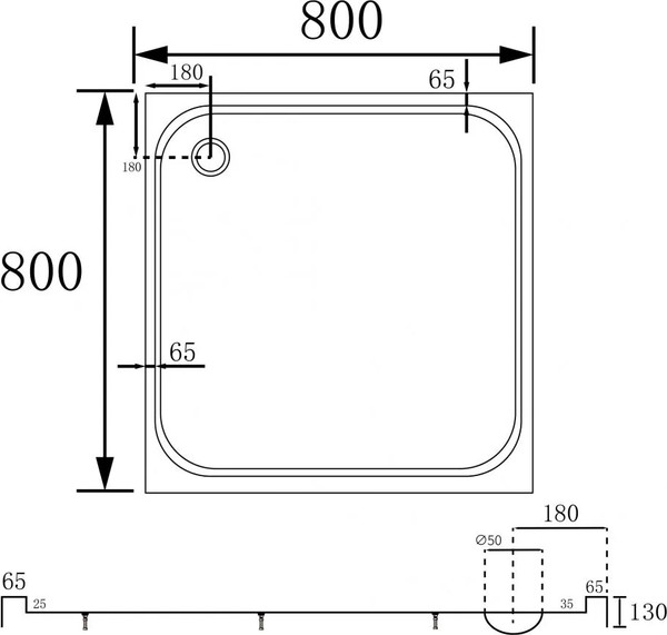Изображение товара Душевой поддон Abber AD3D080 80х80