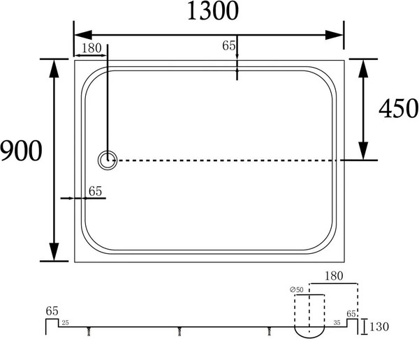 Изображение товара Душевой поддон Abber AD3C139 130х90