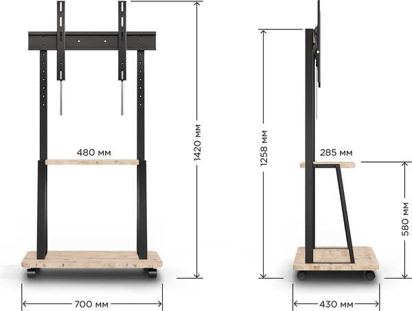 Изображение товара Стойка для ТВ/аппаратуры Holder PR-108 (черный/дуб)