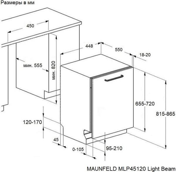 Изображение товара Посудомоечная машина Maunfeld MLP45120 Light Beam