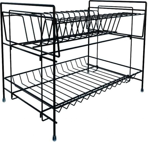 Изображение товара Сушилка для посуды ТД Метиз Разборная 2-х ярусная 390x236x300мм с поддоном (черный)